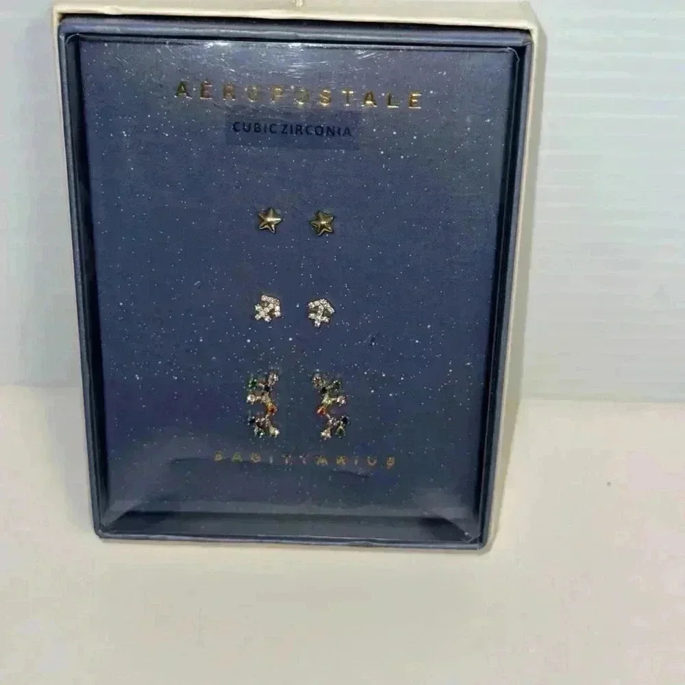 Women's Aeropostale Sagittarius Earring Set, Multicolored set of 3 NEW! Gold